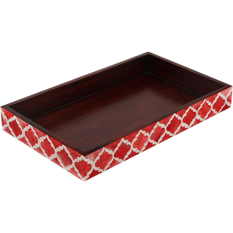 Handmade Moroccan Pattern Towel Tray - Small Bathroom Tray, Guest Towel Holder, Decorative Napkin Holder, Bathroom Countertop Storage, Kitchen Hand Towel Holder Moroccan Red