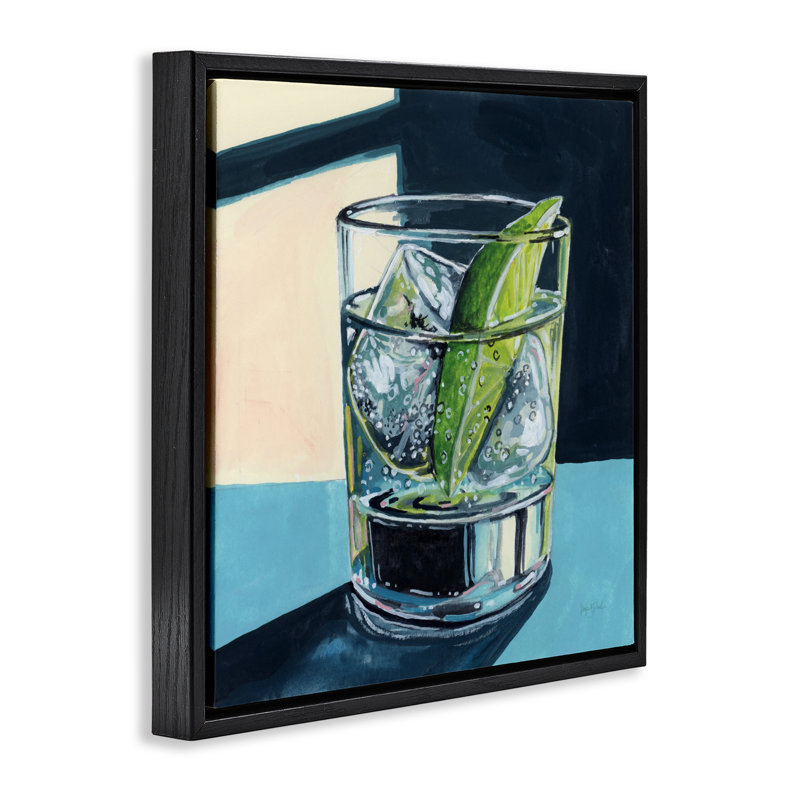 Cadre flottant Strong Gin and Tonic, design par Kate Jarvik Birch, H 25 po x l 25 po, Cadre flottant noir de jais