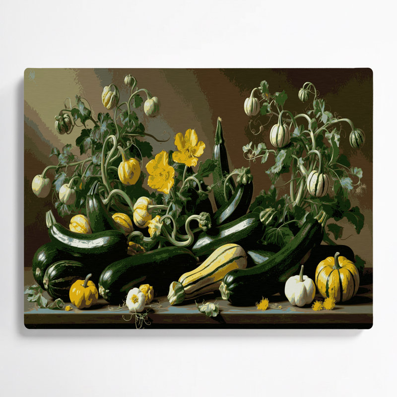 Art mural en métal vert légumes courgettes