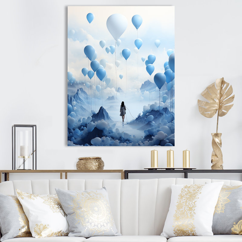 Sky Is The Limit Woman Motivation III - Motivation, art mural, Cadre flottant doré, H 20 po x l 12 po x P 1 po