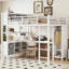 Lit mezzanine en métal pleine grandeur avec armoire, bureau en L et rangements, pour un gain d'espace et une utilisation multifonctionnelle-76393903