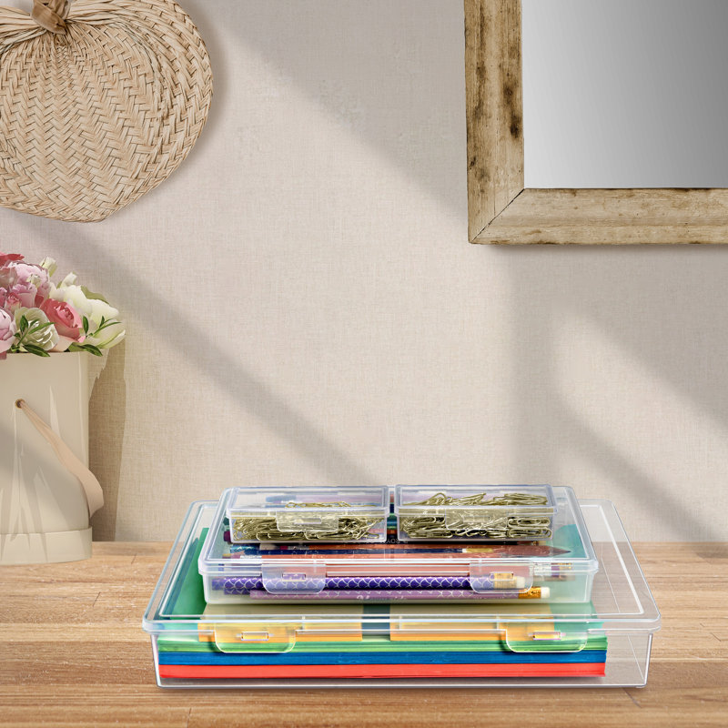Ensemble de rangement Sorbus avec couvercles sécurisés - bacs en plastique empilables transparents - paquet de 4