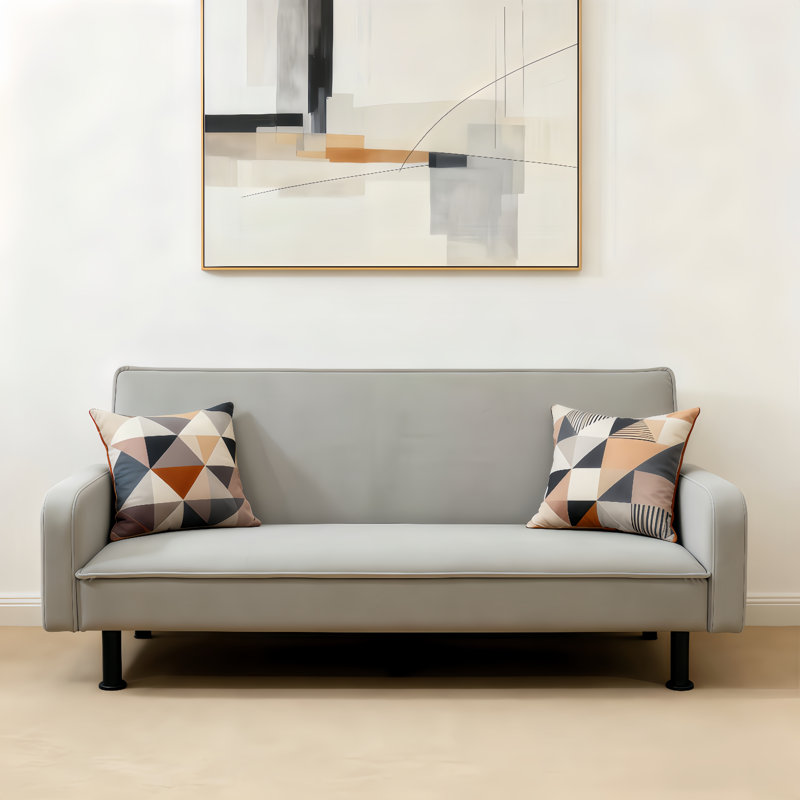 Convertible Sofa with Adjustable Backrest, Solid Wood Frame, Light Gray Velvet