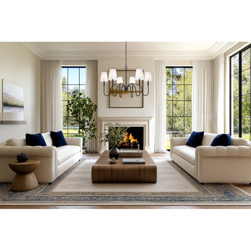 Jisele Matte Black 6 Light Chandelier, Matte Black