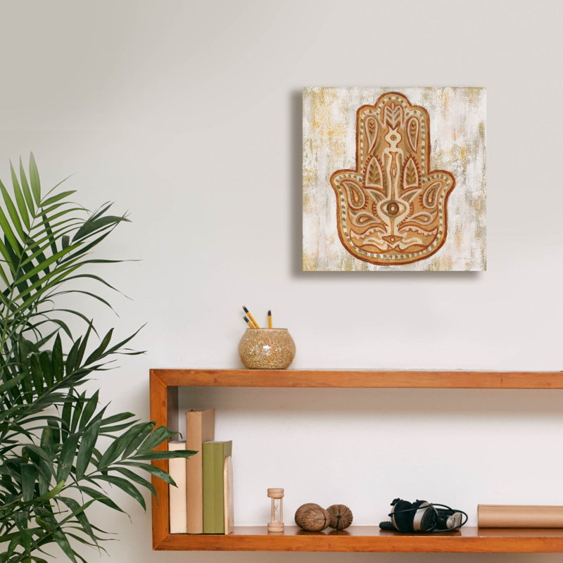 «Hamsa» par Silvia Vassileva, art mural sur toile, H 12 po x l 12 po x P 0,75 po