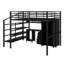 Lit mezzanine double en métal avec ensemble de table et garde-robe