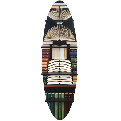 52''H Surfboard Wall Shelf with Printed Surface