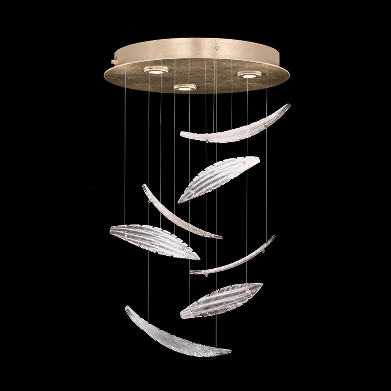 Elevate 3 - Light LED Unique/Statement Pendant, Gold, Translucent
