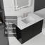 Meuble-lavabo flottant 36 po avec lavabo, porte à fermeture douce, comptoir en marbre de culture blanc Carrara 0,6 po et dosseret, contreplaqué, noir-133406167