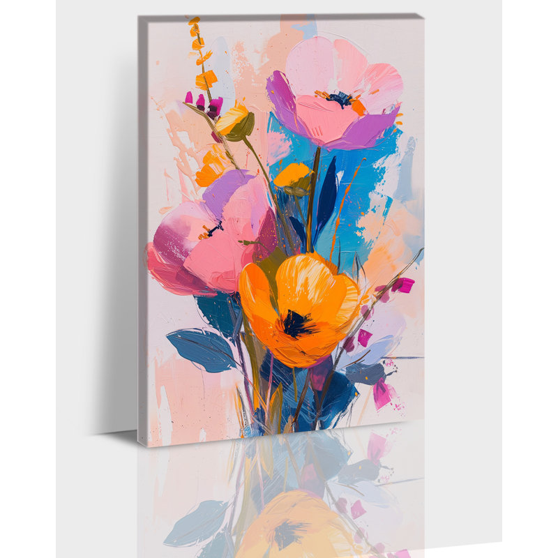 Grande art mural sur toile Wildflower, fleurs colorées, fleurs, impressions sur toile abstraites, affiche de peinture botanique moderne prête à être accrochée
