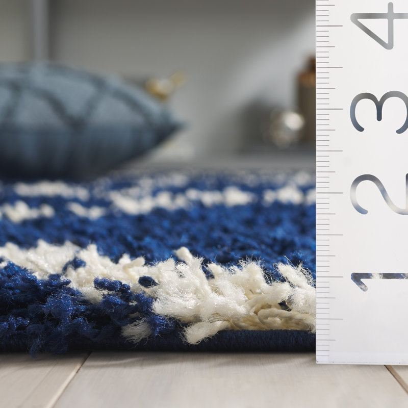 Tapis en polypropylène bleu marine / ivoire, Rectangle de 10 pi x 14 pi
