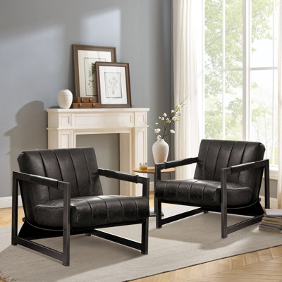 Pascual 26.75'' W Top-Grain Genuine Leather Accent Lounge Chair