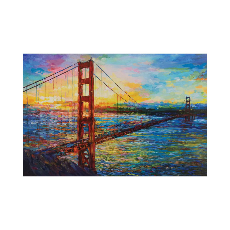 «Golden Gate Bridge, San Francisco, CA» par Leon Devenice - reproduction d'art sur toile tendue, H 26 po x l 40 po x 1,5 po