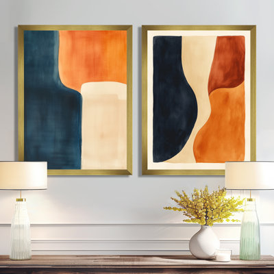 Balanced Abstract Forms I - Abstract Modern Shapes 2 Piece Wall Art