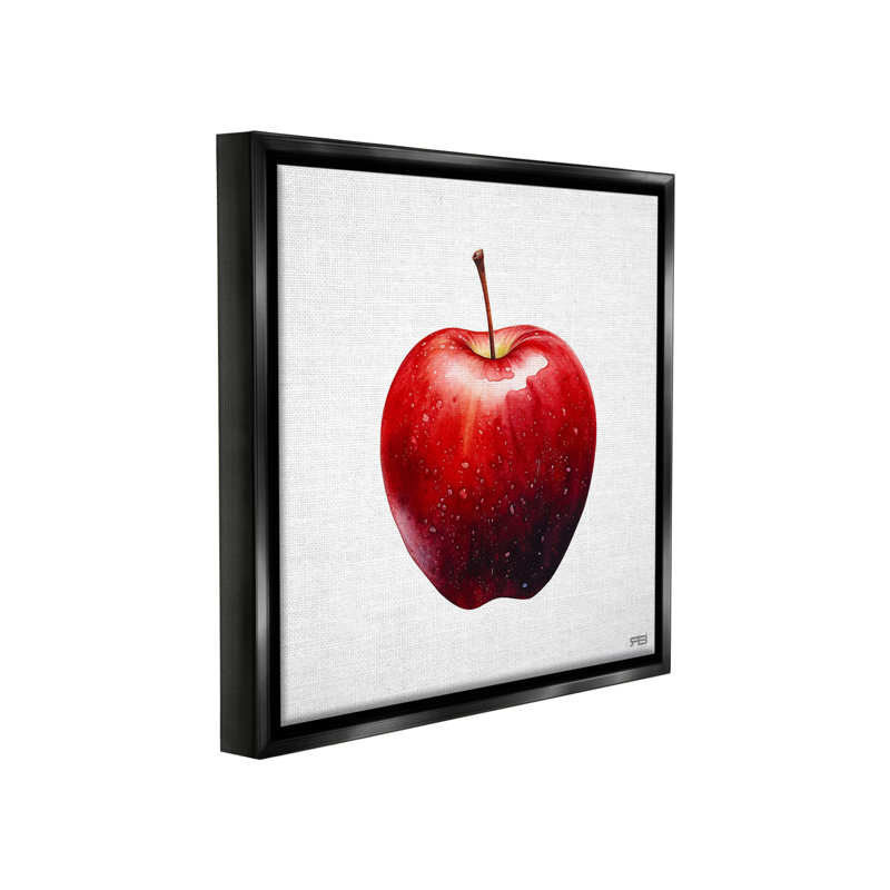 "Bold Red Apple" par RB sur toile, H 18 po x l 18 po, Cadre flottant noir de jais