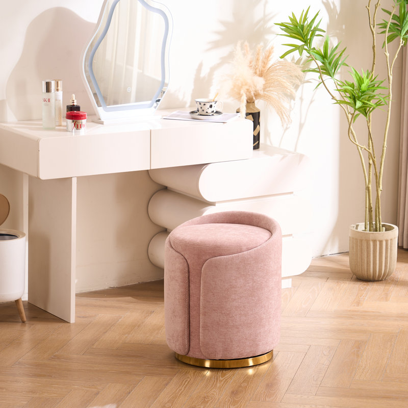 Repose-pieds avec tabouret pivotant en métal Juriana, Rose