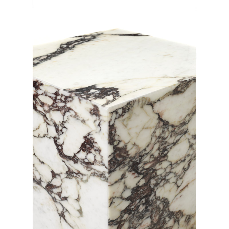 Plinth Marble End Table, Calacatta Viola, 20.1" H x 11.8" W x 11.8" D