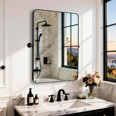 Metal Framed Pivoting Bathroom Vanity Mirror Tilting Wall Mirror For Over Sinks