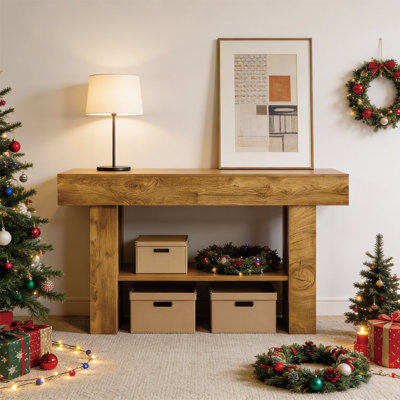 63" W Wood Entryway Console Table