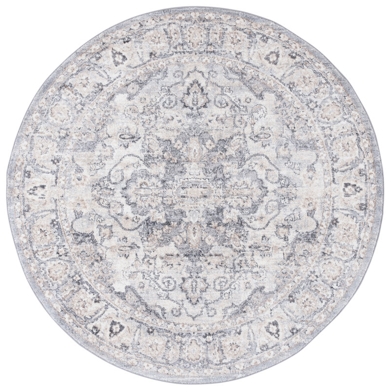 Tapis gris / ivoire Hka, Rond 6 pi 7 po
