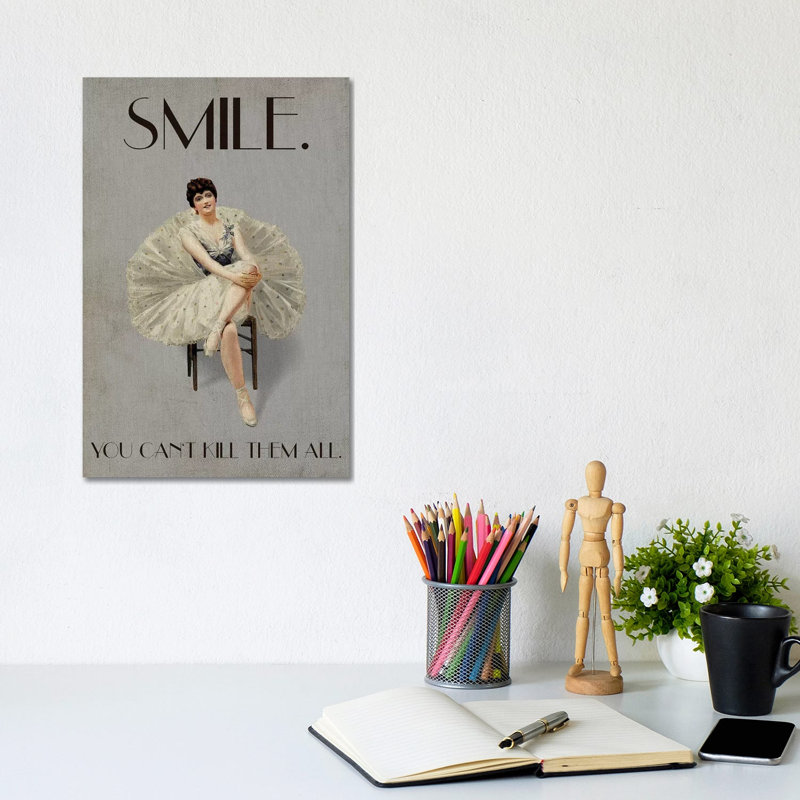 Smile by Kubistika - Wrapped Canvas Print, 20.32 cm H x 30.48 cm W