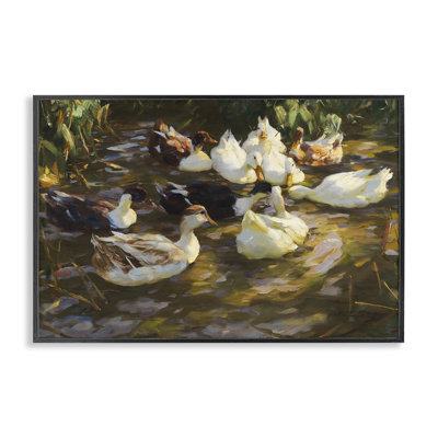 Ducks in Flowing River Framed Giclee Art by CAD Designs