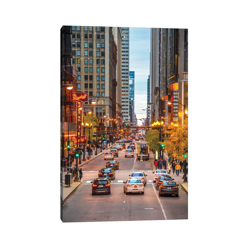 Traffic In Chicago 1 Piece Wrapped Canvas Wall Art, 101.6 cm H x 66.04 cm W x 1.91 cm D