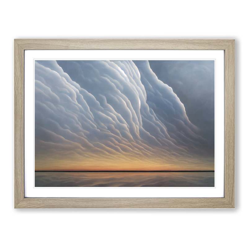 XH1022-429X Agile Clouds - Single Picture Frame Painting, 46cm H x 64cm W x 2cm D, Oak Framed