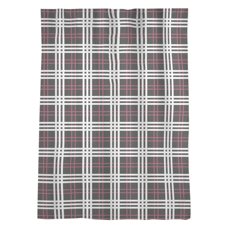 Sheer Curtain Single Panel, Black/White/Red