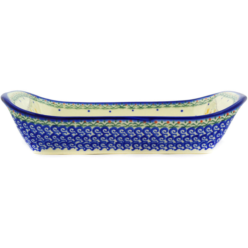 Spring Flowers Stoneware Platter, 2.4" H x 11" W x 7.1" D