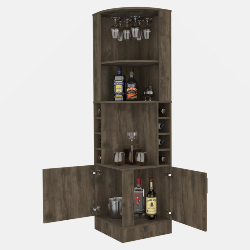 Bar avec rangement pour bouteilles de vin Fortescue, Gris