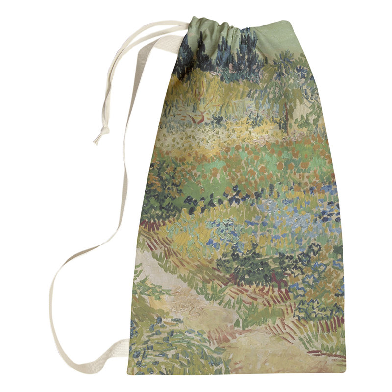 Browerville Fabric Laundry Bag with Handles, Small ( 64" H x 20" W x 1.5" D), Green/Yellow