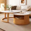 Table basse ronde gigogne avec rangement à 2 niveaux et 1 tiroir