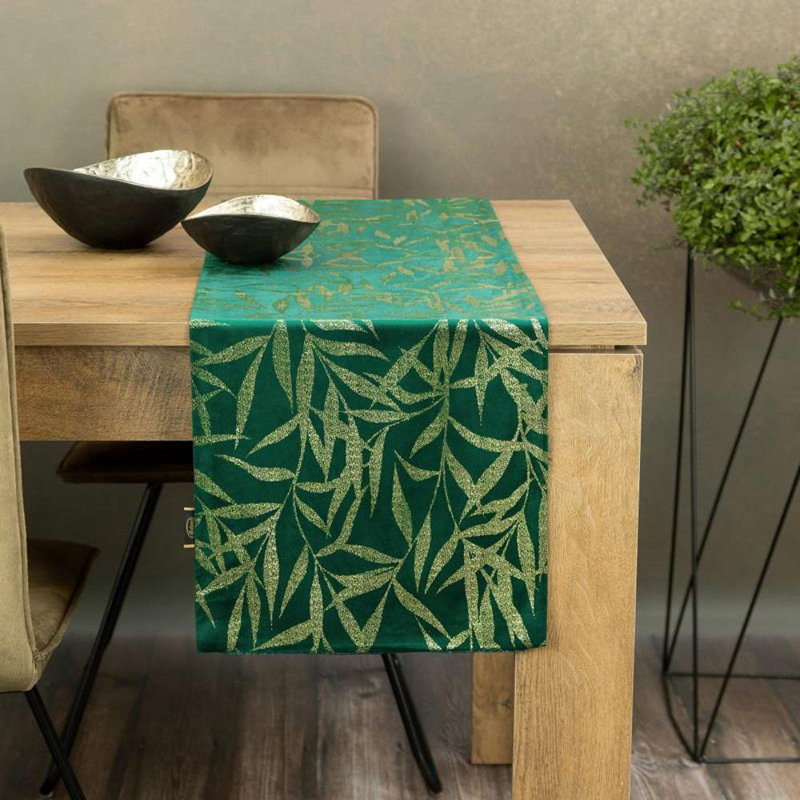 Blink Tablecloth 15 35X140 Cm Beige, 35cm W x 140cm L, Dark Green