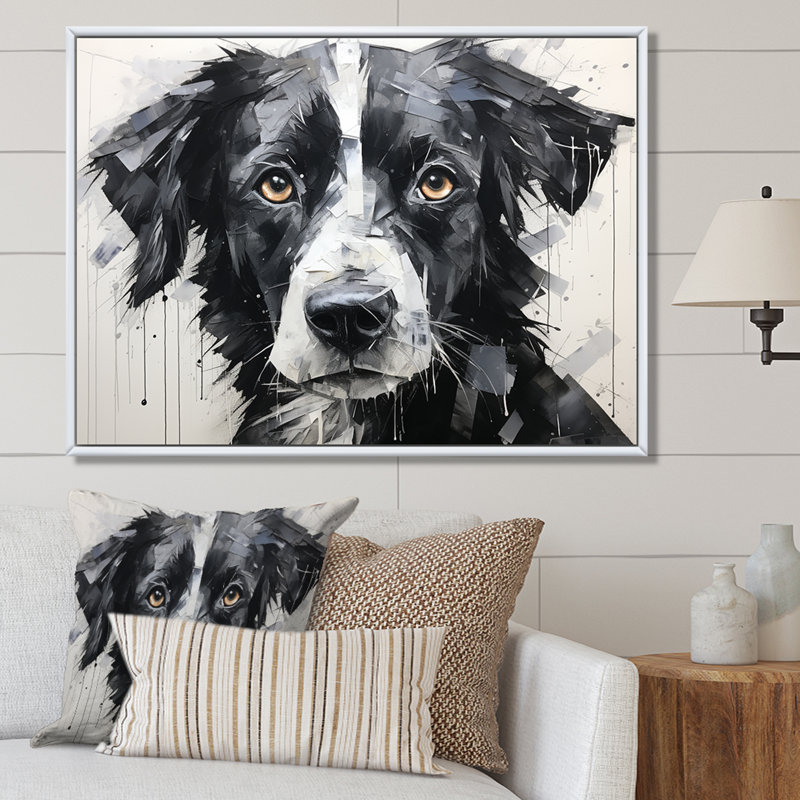 Sarabi, portrait de chien sur toile, Cadre naturel flottant, H 24 po x l 32 po x P 1 po