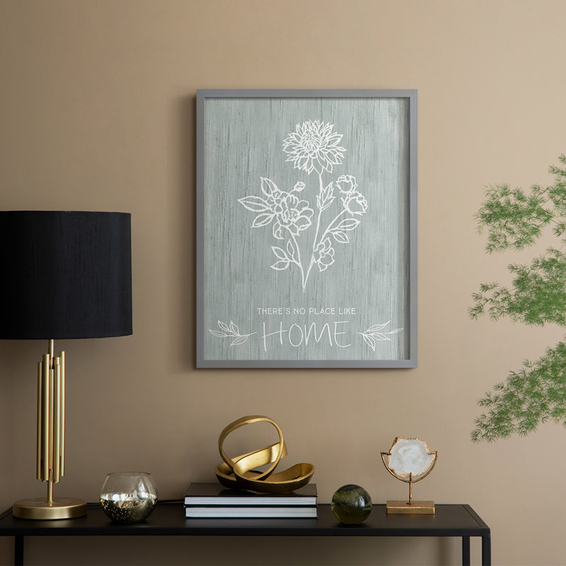 «No Place Like Home», reproduction encadrée en bois massif, Gris, H 30 po x l 24 po