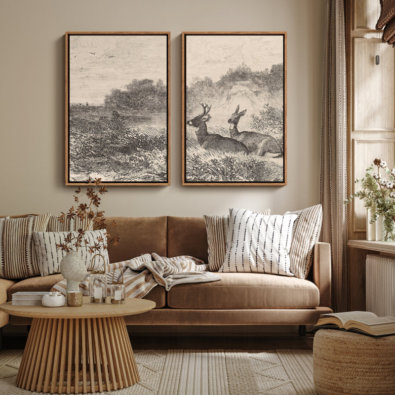 Art mural encadré rétro antique classique pour chambre à coucher, Naturel, H 24 po x l 16 po