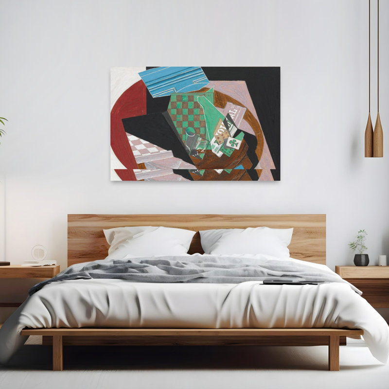 Damier et cartes à jouer, estampe abstraite contemporaine de 1915, 40" H x 60" W