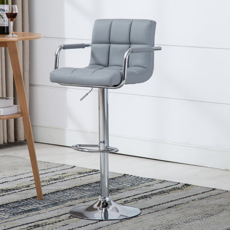 Gleneagles Swivel Upholstered Adjustable Height Counter Stool with Metal Frame, Gray