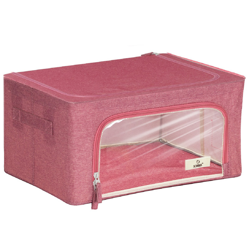 Storage Box With Window  Small  Blue - 2 Pack, Pink