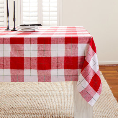 Very Merry Plaid - 100% Pure Linen Christmas Tablecloth