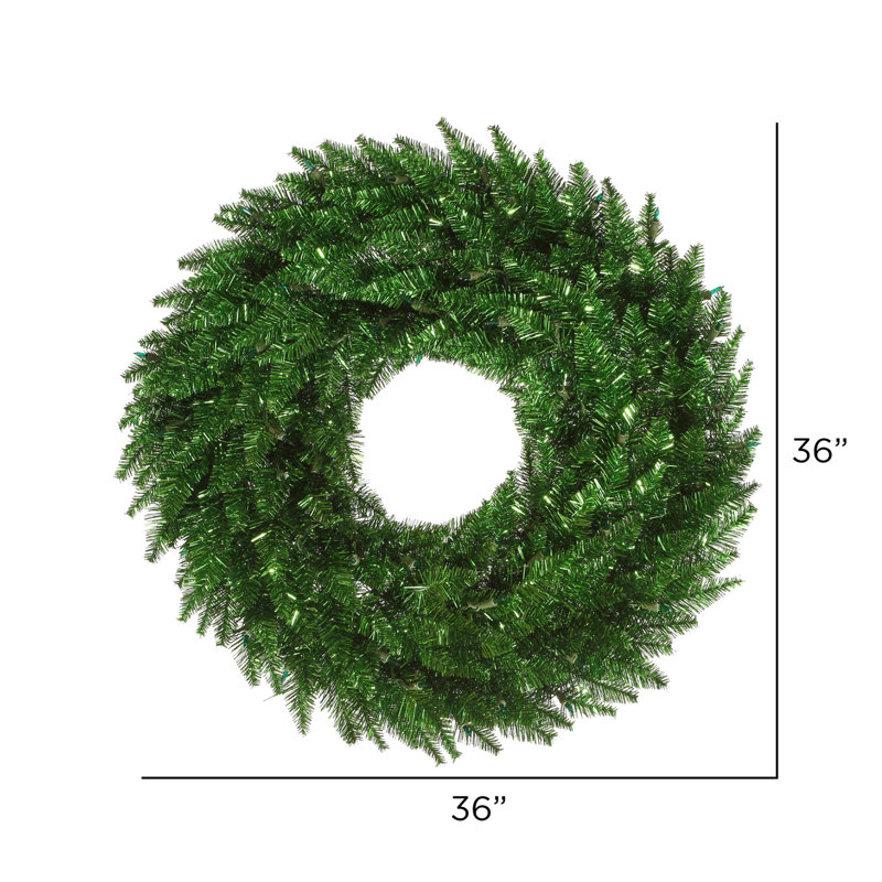 Couronne de Noël artificielle en PVC, H 36 po x l 36 po x P 5 po, Vert