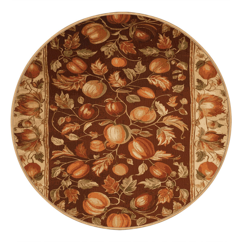 Tapis brun français lavable à la machine, Rond 6 pi
