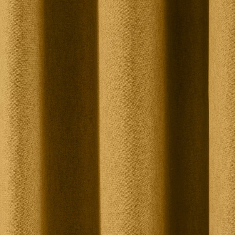 Cotton Blend Room Darkening Curtain Pair, Ochre, Width 117 x Drop 183 cm