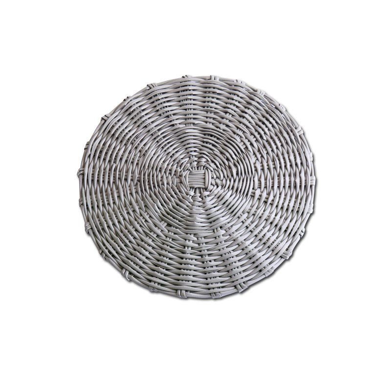 Vida Faux Wicker Round Placemats, Gray