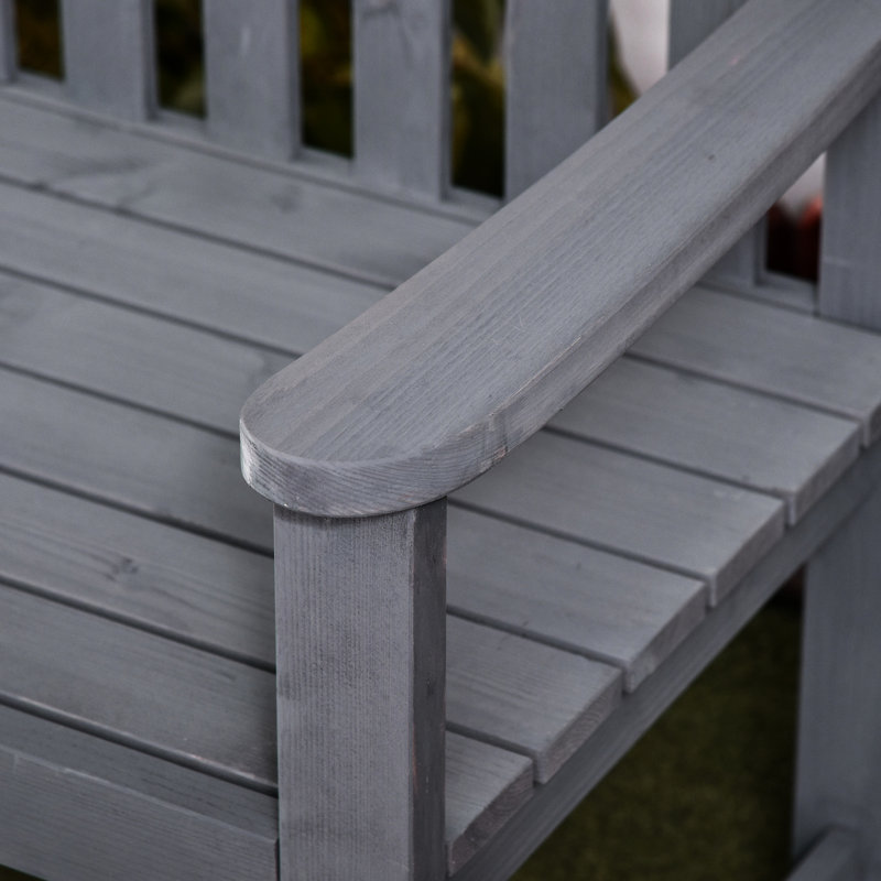 Banc en bois 56 po avec accoudoirs pour terrasse, porche, bord de piscine et balcon gris 56 po