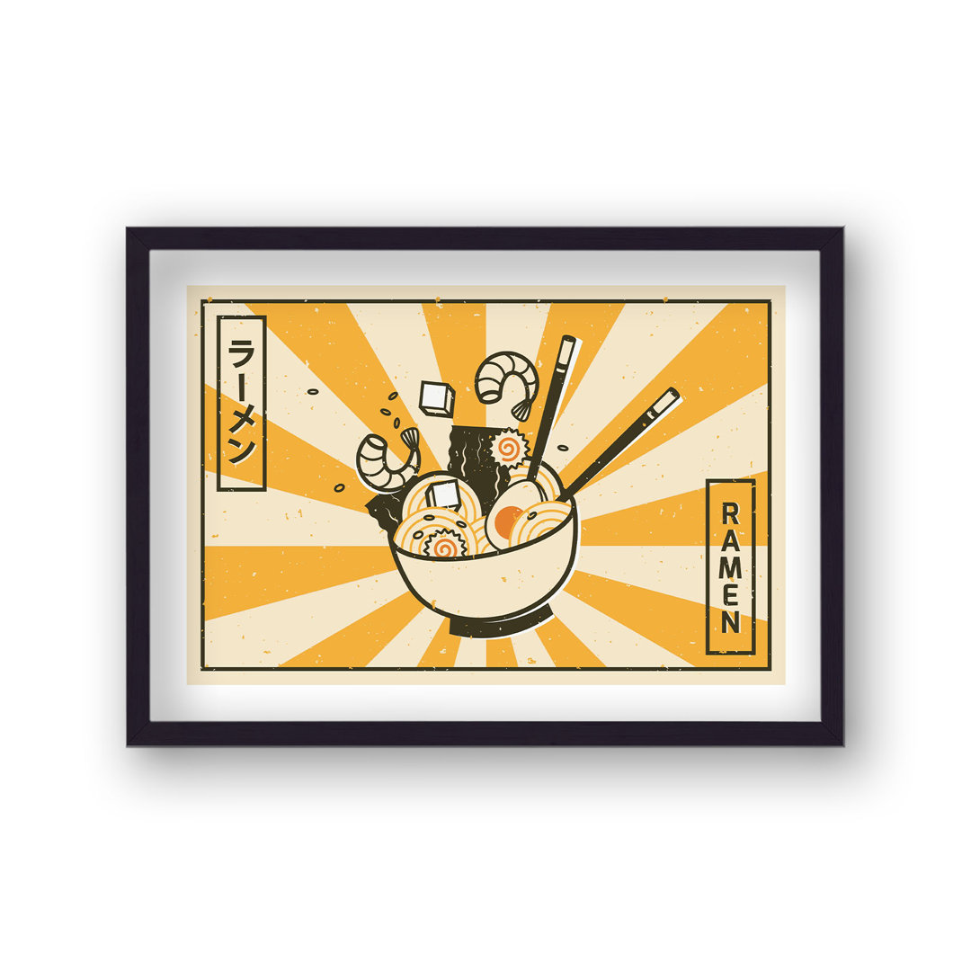 Funky Orange Sunray Modern Ramen Noodle by Vouvart - Picture Frame Advertisement