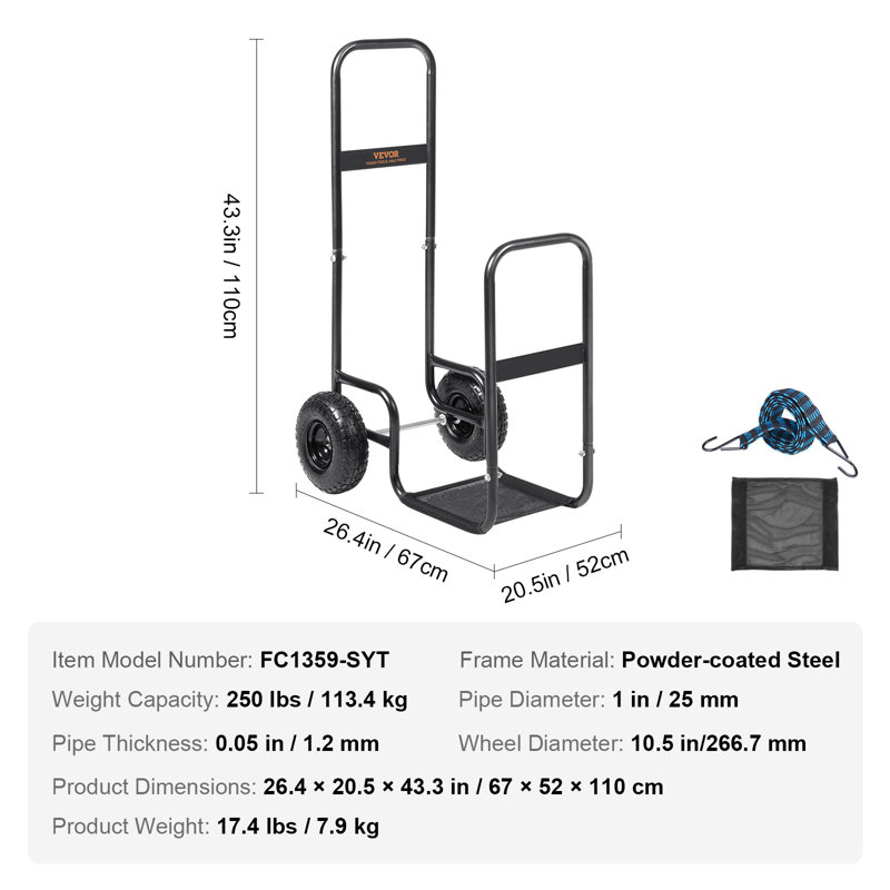 52.1cm W Metal Log Rack