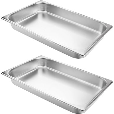 Ensemble de plateaux de cuisson et de buffet robustes en acier inoxydable - Qualité commerciale, sans danger pour les aliments, résistant à la rouille, lavable au lave-vaisselle, facile à nettoyer, non idéal pour la cuisine, la restauration et le res