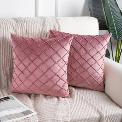 Square 18" Velvet Throw Pillow, Diamond Textured Decorative Pillows